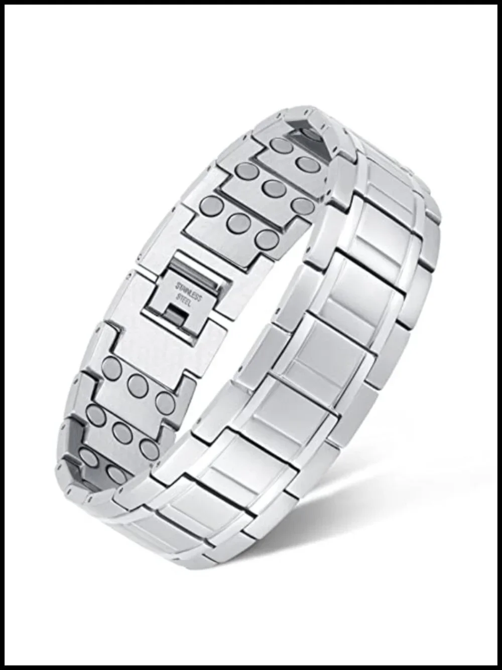 Magnetic Therapy Bracelet with 3 Rows Magnets Titanium Steel